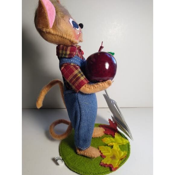 Annalee Mouse In Overalls Figurine Orchard Seasonal Fall Fabric 7in Handcrafted - Picture 2 of 4